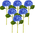 Fake Hydrangea Artificial Flowers with Stems 6 PCS 19.3" Latex Faux Hydrangea Flowers Bulk Real Touch for Vase Indoor Home Decoration Wedding Centerpieces Arrangements (Blue)