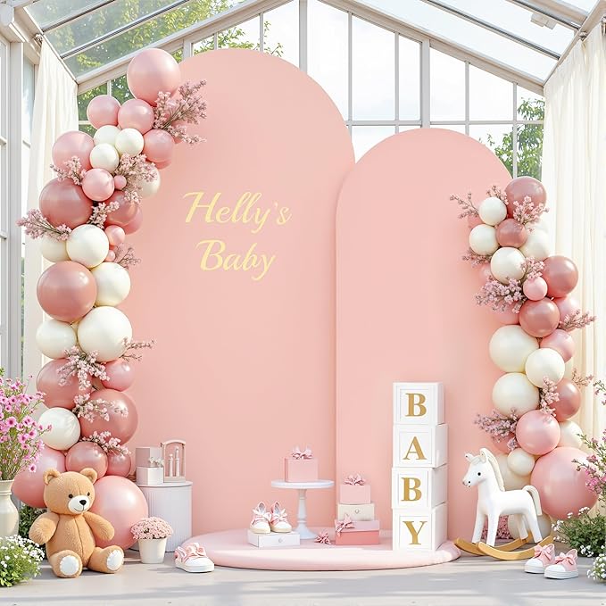 Pink Arch Backdrop Cover Set of 2 Dusty Pink Arch Cover 7.2 and 6ft Wedding Arch Cover Stretchy Backdrop Bridal Baby Shower Birthday Party Arches Stand Covers Spandex