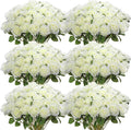 Jexine 50 Pcs Artificial Rose Flower Bulk Realistic Silk Fake Roses with Long Stem Plastic Artificial Flower Bouquet Real Looking for Home Wedding Centerpieces Party Decoration(White)