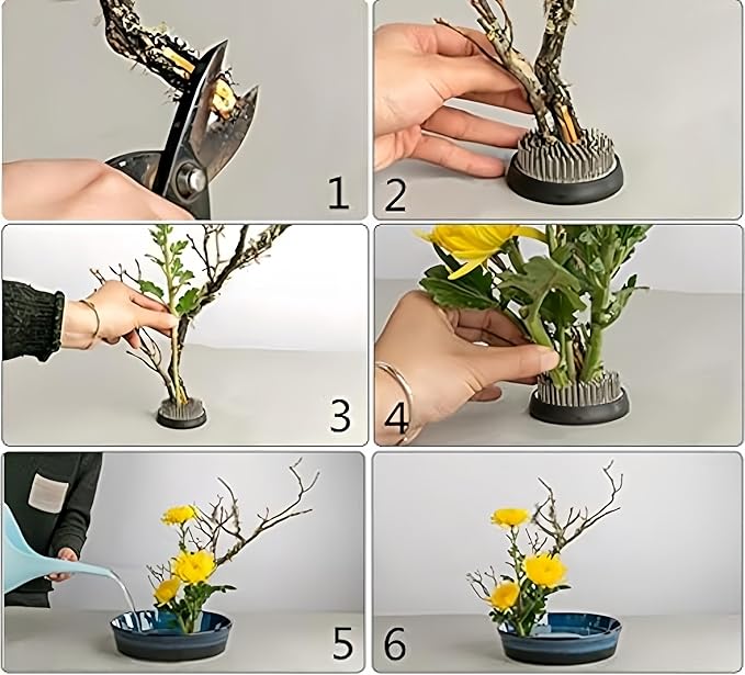 Floral Frogs for Flower Arrangements, 2.4" Round Metal Flower Frog Vase Arranger Black Pin Holder for Ikebana, DIY Flower Craft Arrangements (60mm Black)