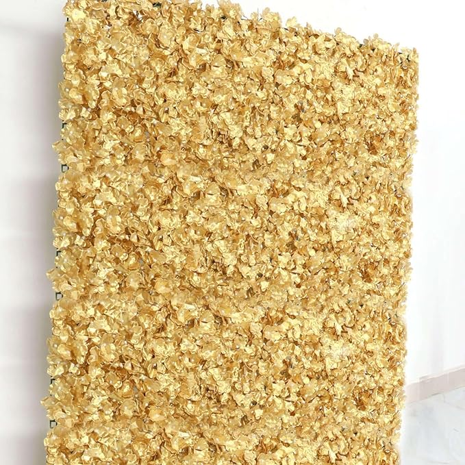 Efavormart 4 PCS Gold Silk Hydrangea Flower Mat Wall Wedding Event Decor for DIY Centerpiece Arrangement Party Decorations