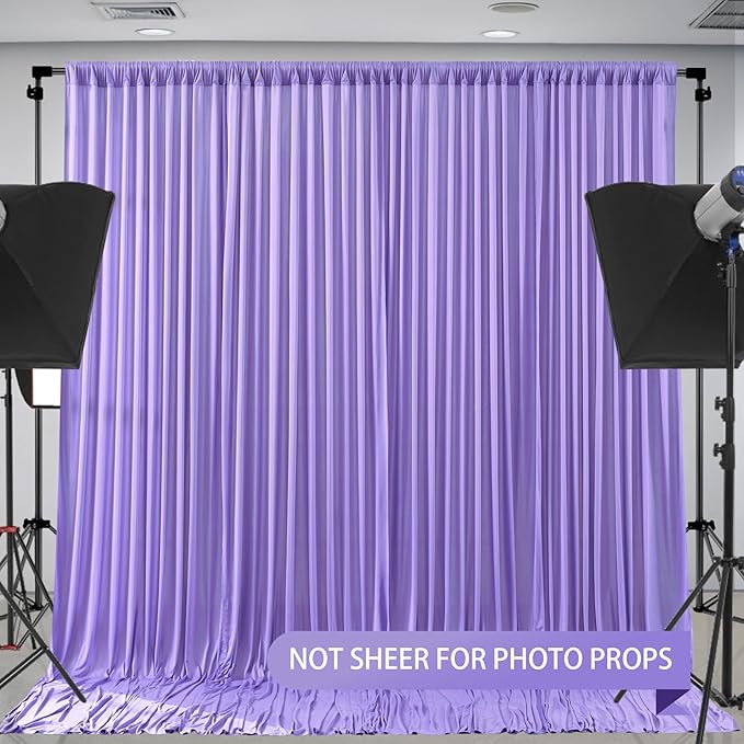 Lavender Backdrop Curtains - 6 Panel Wrinkle-Free Polyester Photography Drapes for Baby Shower & Birthday Party - 24 X 10FT