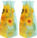 MODGY Expandable Flower Vase, Plastic Decorative Modern Foldable Printed Vases for Centerpieces for Wedding, Dining Table, Home Decor, Living Room, Bathroom, Sunflowers, Vincent Van Gogh, 2 Pack