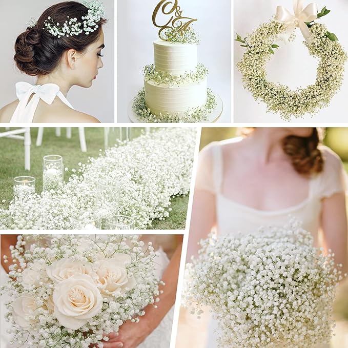 Yastouay Babys Breath Artificial Flowers, 30Pcs Fake Babys Breath Flowers Artificial Bulk, Real Touch Faux Babies Breath Gypsophila Bouquet for Wedding Centerpiece Floral Arrangement Party Decor