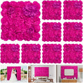 Artificial Flower Wall Backdrop 9 PCs of 16.5x16.5 Inch Floral Wall Panels 3D Silk Rose Wall Decor for Weddind Stage Party Photo Background Home Decoration-Barbie Pink