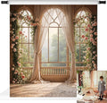 Kate Flower Wall Backdrops for Photography Arch Photo Background Window Curtain Wedding Photo Prop, 10x10ft