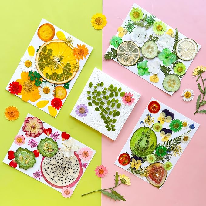 75Pcs Pressed Dried Flowers Fruits for Resin Molds, Real Natural Bulk Assorted Dry Floral Leave for DIY Art Crafts, Epoxy Jewelry, Candle, Soap Making, Nails Decors Gifts