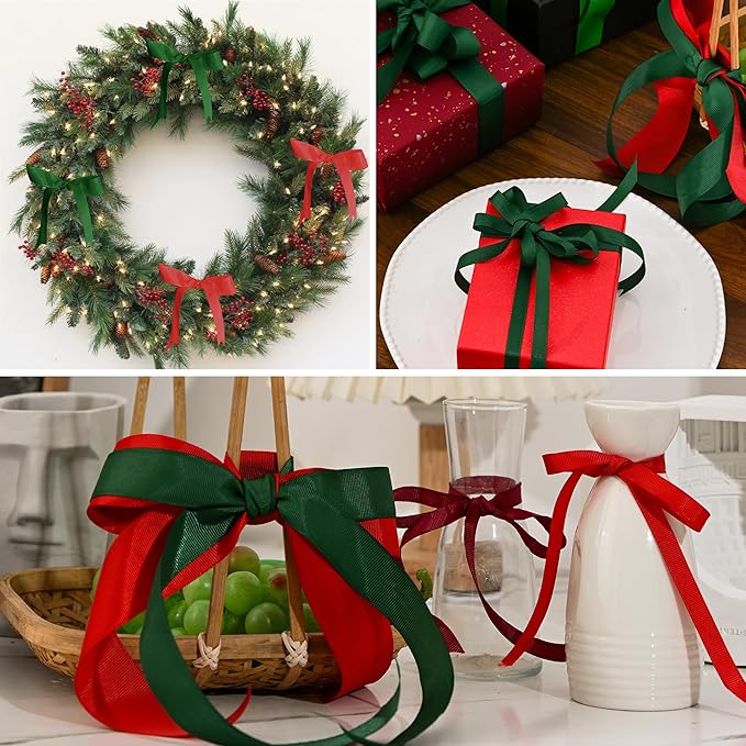 Grosgrain Ribbon 1-1/2 inch 20 Colors 5 Yards/Roll, Total 100 Yards Per Package for Christmas Tree, Wreath Decorations, Bow Making, Gift Wrapping, Flower Bouquet