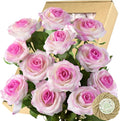 FiveSeasonStuff Fake Roses Wedding Flowers Real Touch Silk White & Purple Artificial Flowers 12 Stems