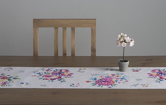 Maison d' Hermine Table Runner 100% Cotton Single Layer Table Runners 72 inches Long Decorative for Kitchen Dining Party Baby Shower Wedding Bridal Shower Spring Summer (Rose Garden, 14.50" x 72")
