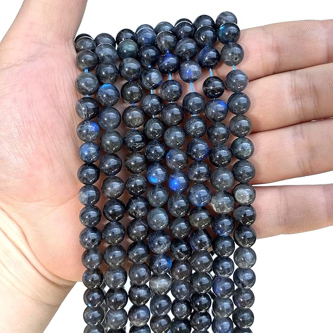 10MM 36PCS Natural Labradorite Gemstone Crystal Spacer Loose Beads for Jewelry Making DIY Bracelet 15 Inches 1 Strand A Grade