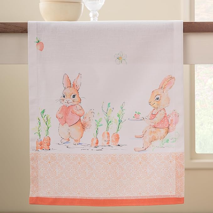 Maison d'Hermine Table Runner 100% Cotton Single Layer Table Runners 72 inches Long Decorative for Home Kitchen Dining Party Baby Shower Wedding Bridal Shower Spring Summer (Bunny Party,14.50"x72")