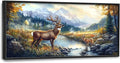 Elk Deer Large Wall Art Framed Farmhouse Wall Decor for Living Room Rustic Cabin Pictures Oversized Canvas Print Painting Modern Extra Large Framed Artwork for Bedroom Office 60"x30"