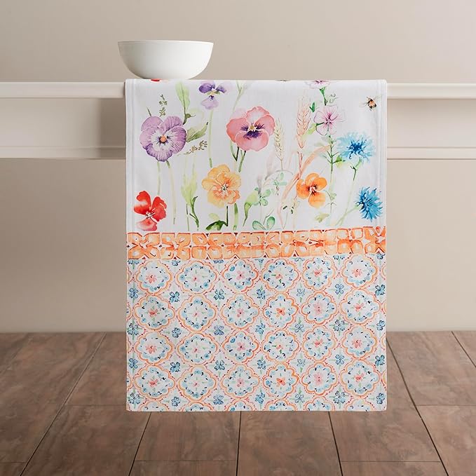 Maison d' Hermine Table Runner 100% Cotton Double Layer Table Runners 108 inches Long Decorative for Home Kitchen Dining Party Wedding Bridal Shower Spring Summer (Summer Whisper , 14.50" x 108")
