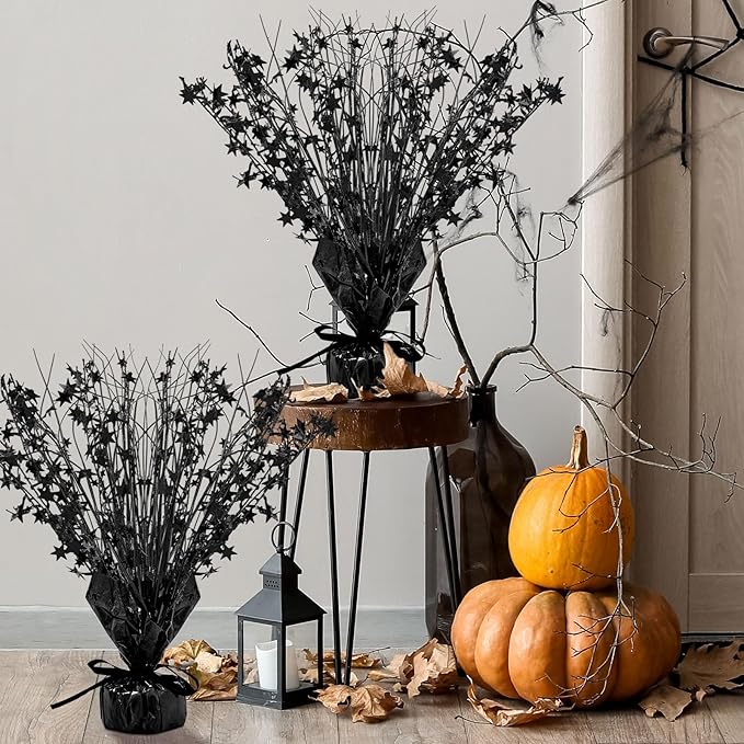 Crowye 3 Pieces Metallic Foil Spray Centerpiece Christmas Party Star Table Decoration Burst Centerpieces Fall Table Decor for Birthday New Year 2026 Party Holiday(Black)
