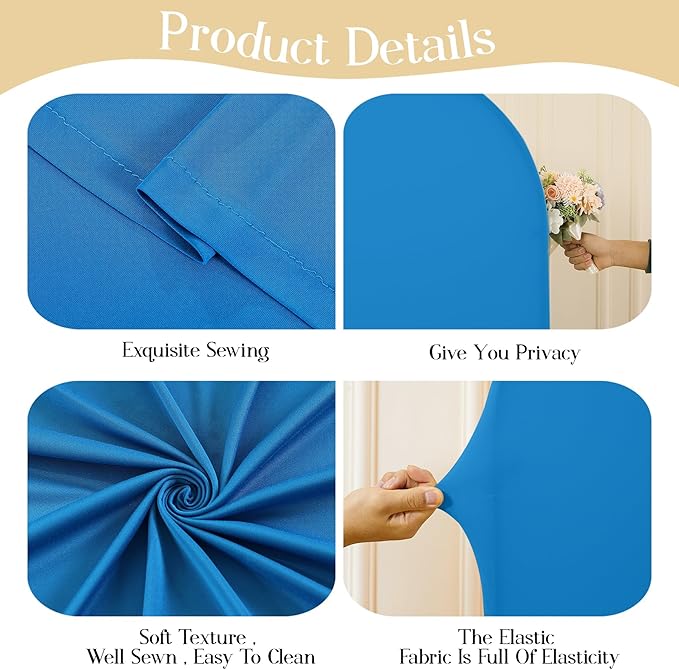 Blue Arch Backdrop Cover Set of 2 Baby Blue Arch Cover 7.2 and 6ft Wedding Arch Cover Stretchy Backdrop Bridal Baby Shower Birthday Party Arches Stand Covers Spandex
