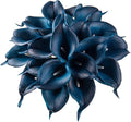 DuHouse 20Pcs Artificial Calla Lily Flower Real Touch Latex Flowers for DIY Wedding Bouquet Party Home Decor (Dark Blue)