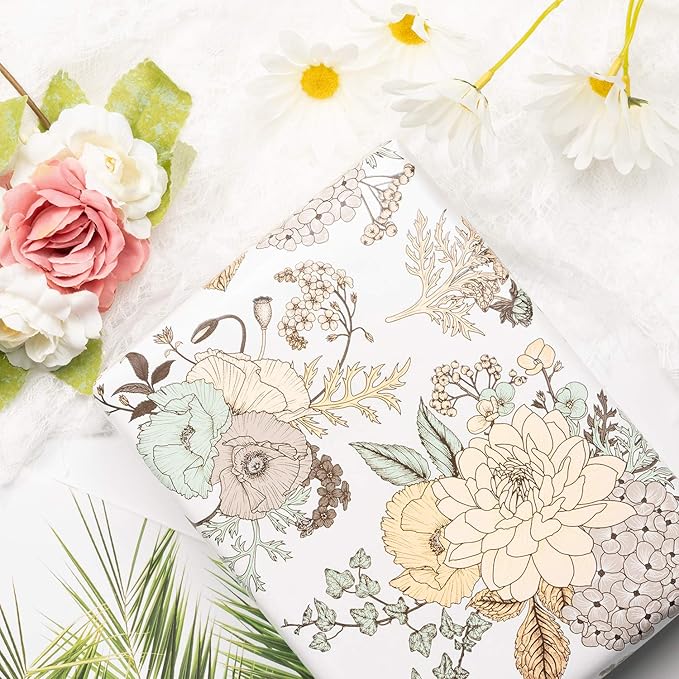WRAPAHOLIC Jumbo Reversible Floral Wrapping Paper - 24 Inch X 100 Feet Jumbo Roll Pearlized Vintage Floral Design, Perfect for Wedding, Birthday, Mother's Day