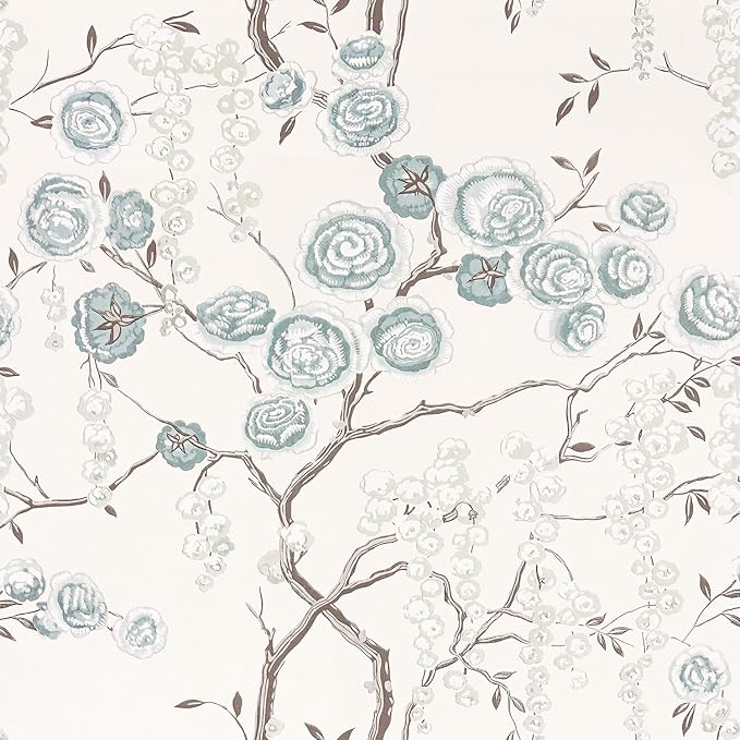 Orainege Blue Peony Floral Wallpaper Peel and Stick Wallpaper Floral Contact Paper Self Adhesive Removable Wall Paper for Bedroom Bathroom Decorative 17.7"x118.1"