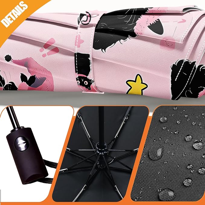Small Compact Travel Automatic Folding Umbrella for Women, Portable Lightweight, Rain, Wind, UV Sun Shade