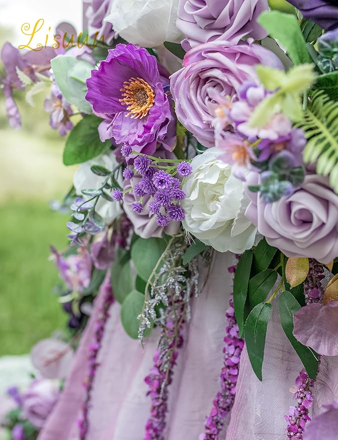 9FT Wedding Arch Flower Garland, Handmade Wedding Table Decorations,Head Table Floral Decor for Noble and Charming Wedding Ceremony