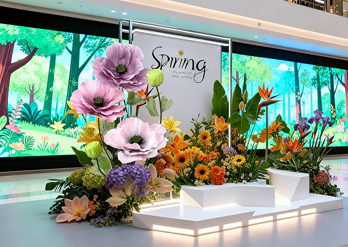 Giant Artificial Flowers 5Pack Fake Flowers for Decoration, Fabric Poppy Flower for Wedding Birthday Easter Party Mother's Day Banquet Photography Props Garden Shop Window Display Decor(Colorful)