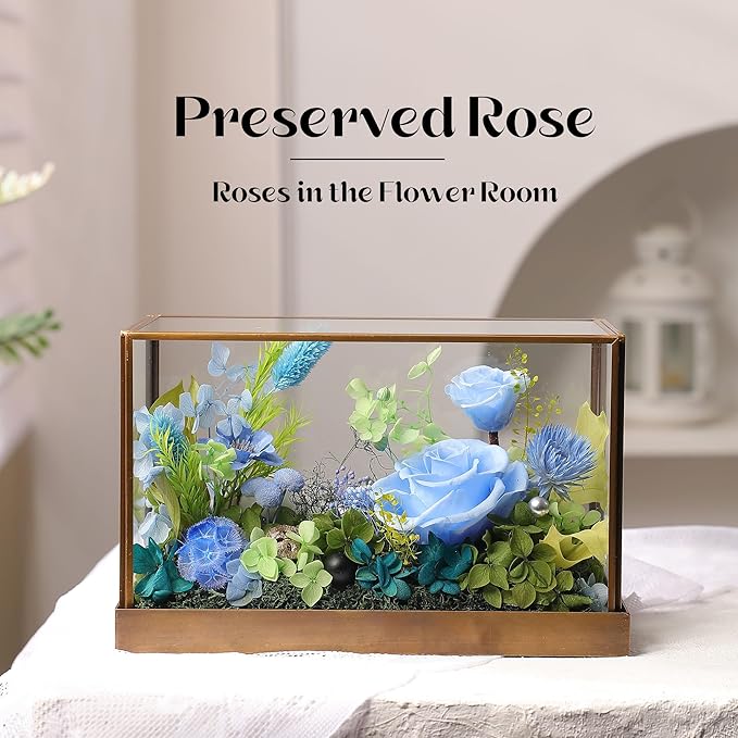 Christmas Flowers Roses Gifts for Mom,Forever Real Preserved Rose in Glass Dome,Christmas Roses Gifts for Women Grandma Wife Mother in Law