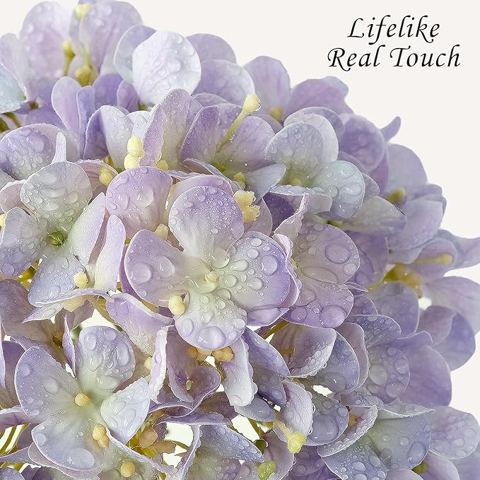 4Pcs 20" Purple Real Touch Fake Hydrangea Flowers,Full Fake Flowers for Bouquet Table Centerpieces Spring Wedding Indoor Home Outdoor Baby Showers