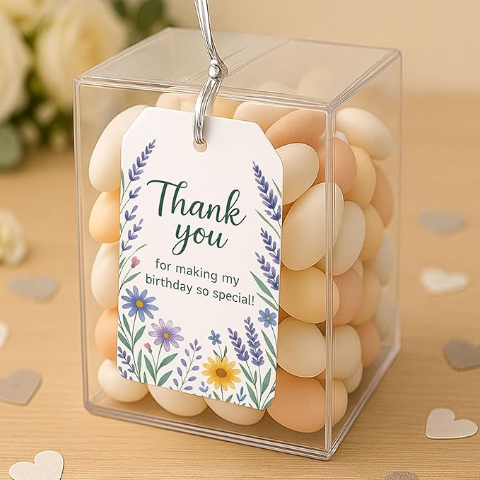 40 PCS Floral Birthday Favor Tags, Birthday Thank You Tag, Thank You for Making My Birthday So Special Tag, Wildflower Girls Birthday Favors Tags, Floral Garden Birthday Party Thank You Tag, 2x3.5"