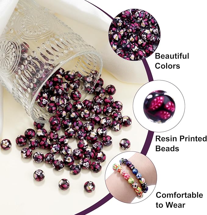 100 PCS 10mm Resin Beads Bulk for Bracelet Making Kit, Colorful Round Loose Beads for Jewelry Earring Necklace Rings Art Craft DIY Projects