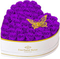 Eterfield 47 Forever Flowers in Heart Shape Box, Preserved Roses That Last a Year Preserved Flowers Birthday Gifts for Her Mom Women Wife Anniversary Valentines Day Mothers Day Christmas, Purple