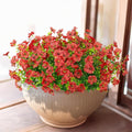 16 Bundles Artificial Flowers Outdoor Spring Summer Decoration Fake Silk Colorful Daisy Eucalyptus Realistic UV Resistant Outside Faux Plants for Garden Porch Window Box Home Decor(Red)