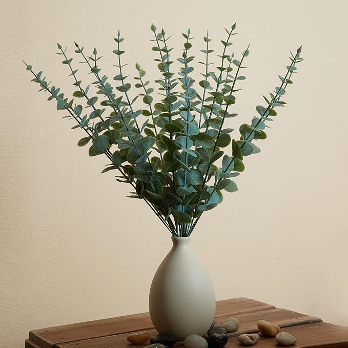 20 Pcs Fake Eucalyptus Stems Faux Eucalyptus Leaves Eucalyptus Artificial Fake Greenery for Centerpiece Fake Flower for Vase Home Bouquet Wedding Decoration