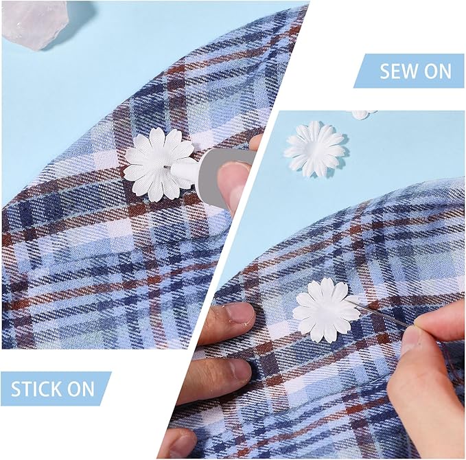 CHGCRAFT 500 Pcs 5 Style Handmade Flowers White Cloth Flower Head for Greeting Card Scrapbooking DIY Crafting