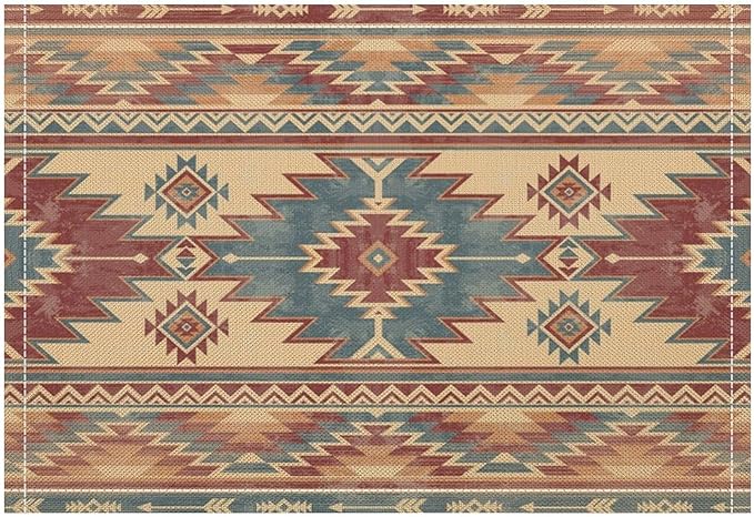 Aztec Placemats Set of 4 Retro Western Native American Tribal Art Printed Dining Table Mats for Restaurant Home Kitchen Holiday Decor 12x18in