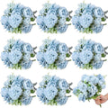 Lyrow 8 Pcs Peony Artificial Flowers Fake Silk Hydrangea Bouquet Elegant Peony Flowers for Wedding Decoration Faux Realistic Floral for Home Party Table Centerpieces Arrangement (Blue)