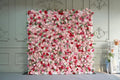 8x8ft(2 pcs of 4ftx8ft) Artificial Silk Fabric Flower Wall Cloth-Based Background 5D Pink Rose Fabric Rolling Up Floral Backdrop for Wedding Baby Shower Party and Home Decor