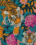 Tiger Wallpaper Peel and Stick Vintage Floral Contact Paper Retro Boho Leaf Wall Paper Removable Waterproof Renter Friendly Wall Decor for Bedroom Countertop Desk Cabinet 17.5 x 118In