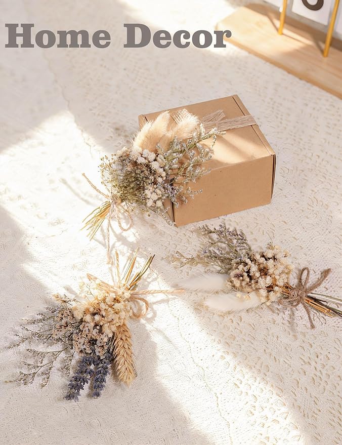 xin's convey Mini Flower Bouquet Set (12pcs), Cake Bouquet, Dried Flower Decoration, Shooting Prop, Envelope Decoration Dried Flower(Primary Colour)