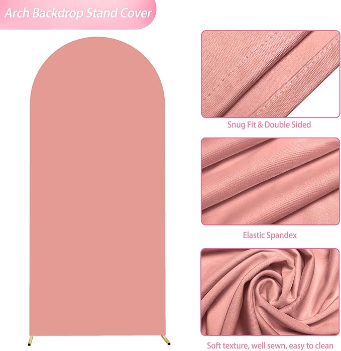 Wokceer Spandex Dusty Rose Arch Cover, 6FT x 2.6FT, Double Sided, for Wedding Ceremony, Birthday Party Decoration and More
