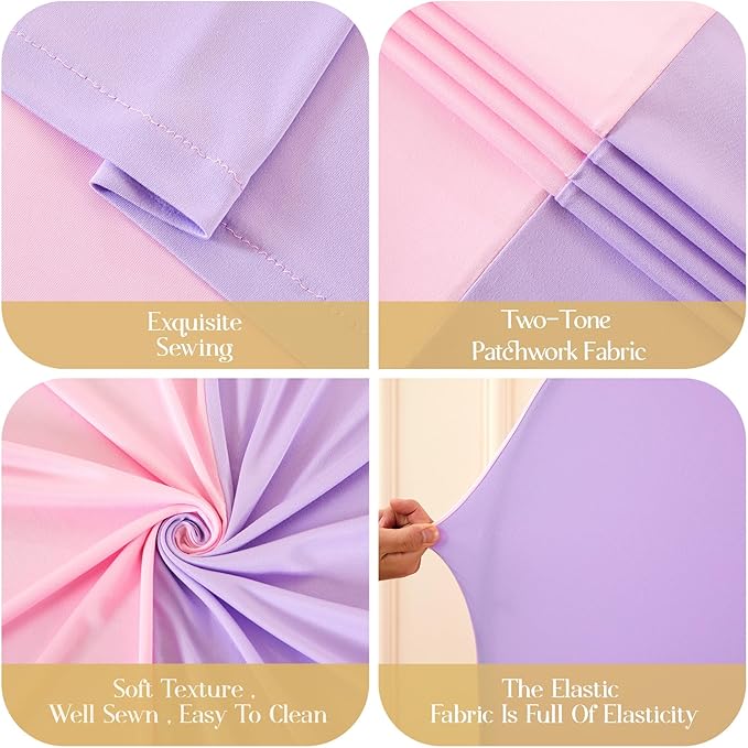 Pink and Lavender Arch Backdrop Cover 6FT 5FT 4FT Arch Covers Stretchy Backdrop Set of 3 Wedding Arch Cover Spandex Fitted Double-Color Fabric Arch Covers for Party Baby Shower Birthday Decoration