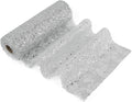 MEEDEE Silver Glitter Mesh Star Web Ribbon 10 Inch Wide by 10 Yards Roll Silver Fabric Ribbon Decorative Mesh Ribbon for Christmas Tree, Garland, Holiday Wreaths, Bows