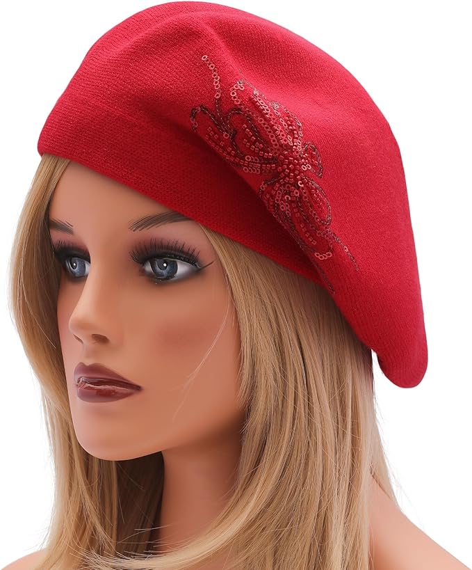 Winter Women French Beret Hat Kaschmir Solid Color Knitted Berets
