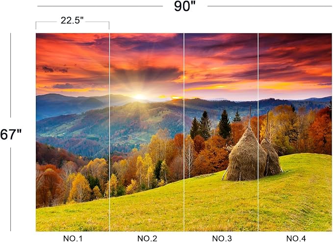 Cliouar-The Mountain Autumn Landscape with Colorful Forest Peel and Stick 90" x 67"