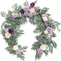 Ling's moment Flower Garland - 6FT Eucalyptus & Rose - Sweetheart Table Decor for Wedding Reception, Artificial Floral Garland for Mantle, Thanksgiving, Christmas Decoration, Lilac & Lavender