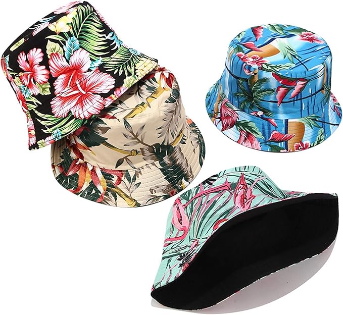 Mashiaoyi Unisex Print Double-Side-Wear Reversible Bucket Hat