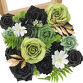 Serwalin Green Artificial Flowers, Black Silk Fake Flowers Greenery Stems for DIY Wedding Bridal Bouquets, Wedding Cake Flowers for Table Centerpieces Baby Shower Birthday Party Home Decorations