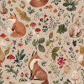 Animal Peel and Stick Contact Paper Moody Fox Rabbit Mushroom Botanical Leaf Removable Wallpaper 17.7" x 118.11" Wall Paper Watercolor Self Adhesive for classroom Bedroom laundry room bathroom