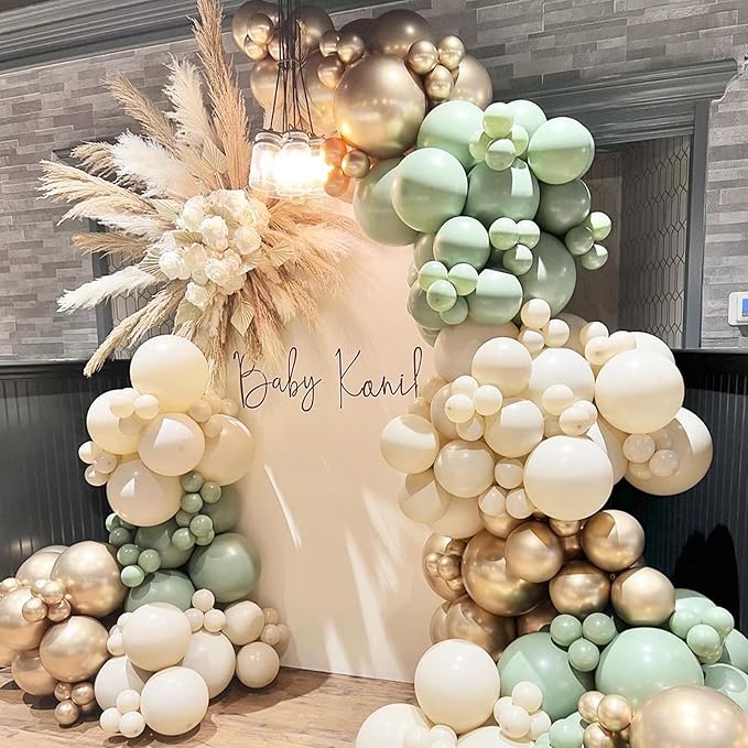 Sand White Balloons Different Size, 123 Packs Beige Balloons Arch Kit, Pack of 18 12 10 5 Inch Ivory Cream Balloons Garland for Boho Birthday Party Wedding Anniversary Baby Shower Decoration
