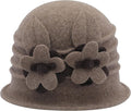 ZLYC Women Wool Cloche Bucket Hat 1920s Vintage Dress Winter Hats with Flower Accent